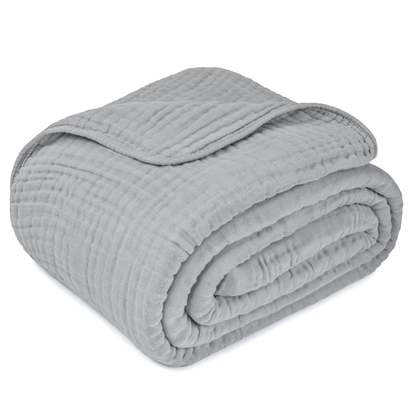 Adult Muslin Blanket in Heather Blue