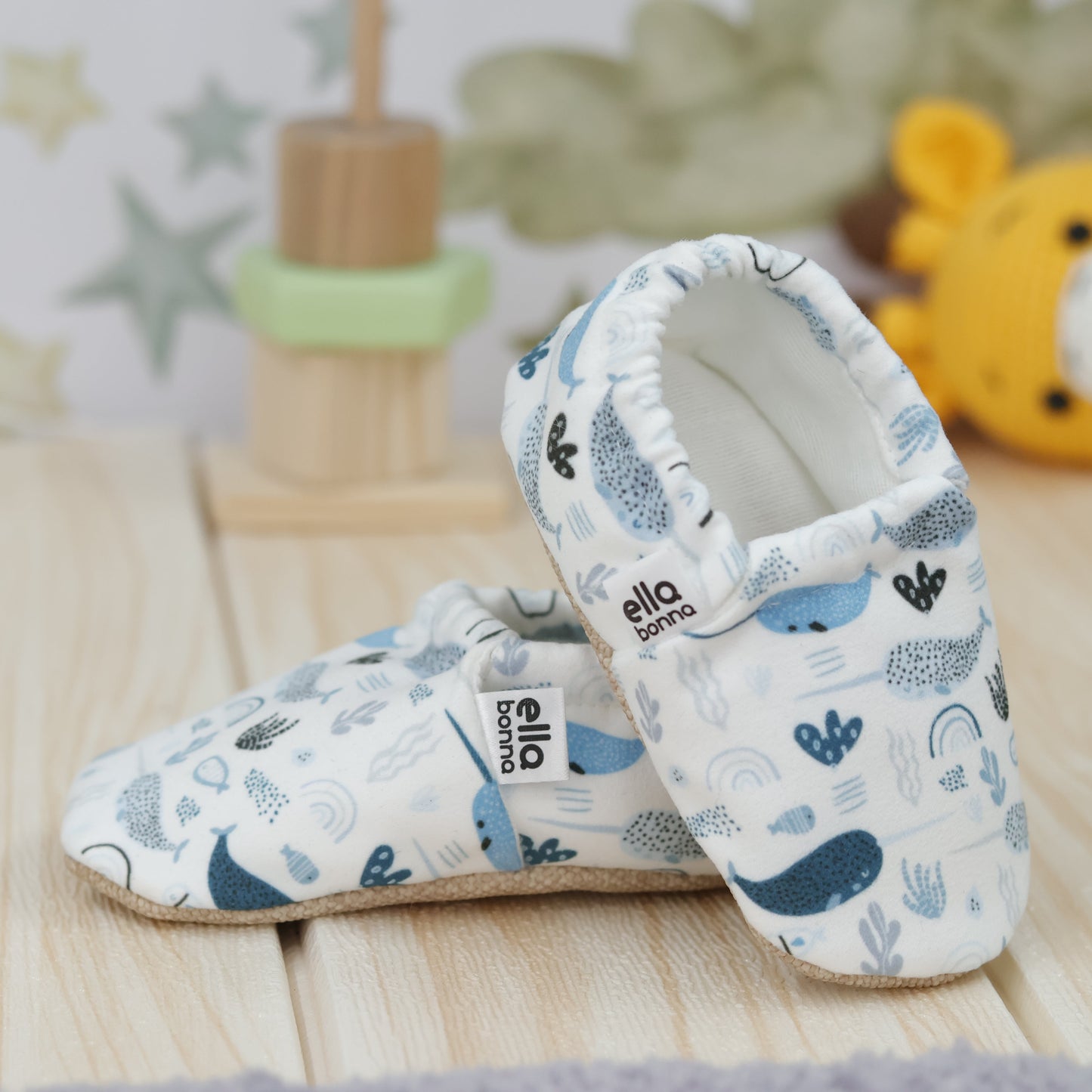 Ella Bonna Non-Slip Sole Swordfish Patterned Baby Booties, Home Boot Slippers Nursery Shoes