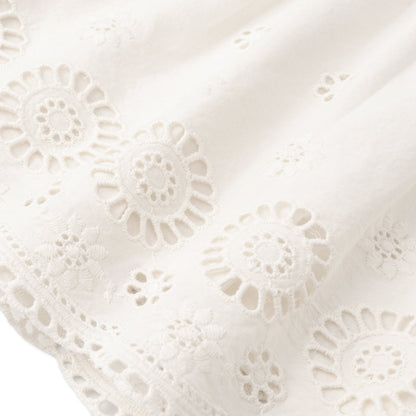 Organic Eyelet Top And Pant Set - Ivory Eyelet