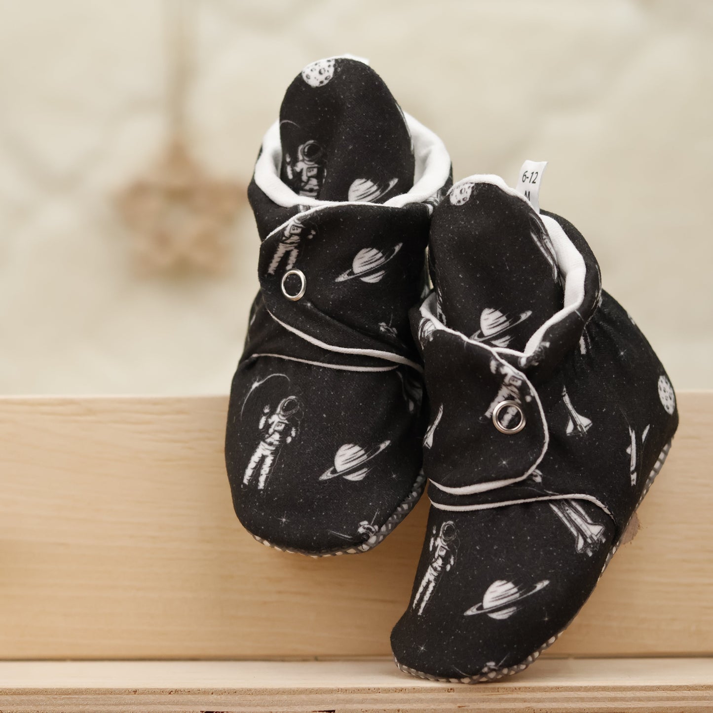 Organic Cotton Baby Booties, Non-Slip Sole, Cotton Newborn Booties Home Nursery Shoes, Dark Space