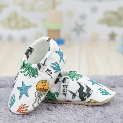 Ella Bonna Non-Slip Sole Sea Animals Patterned Baby Booties, Home Boot Slippers Nursery Shoes