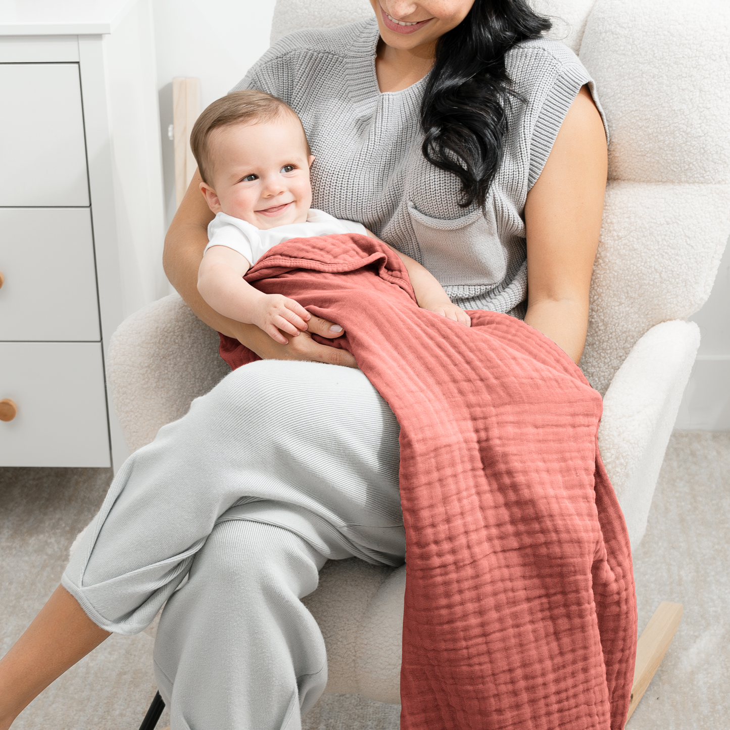 Baby Muslin Blanket in Dusty Rose