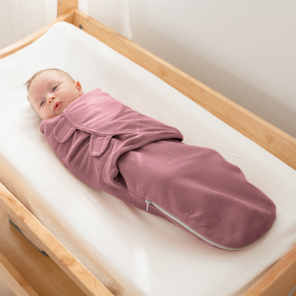 Easy Swaddle Blankets with Zipper in Light Blush, Blush, Mauve