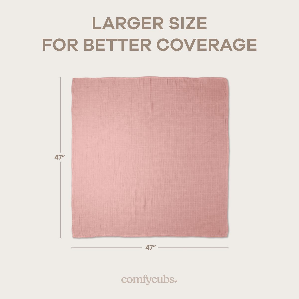 Muslin Swaddle Blankets 47” x 47” in Cream, Blush, Bold Blush, Mauve, 4 Pack
