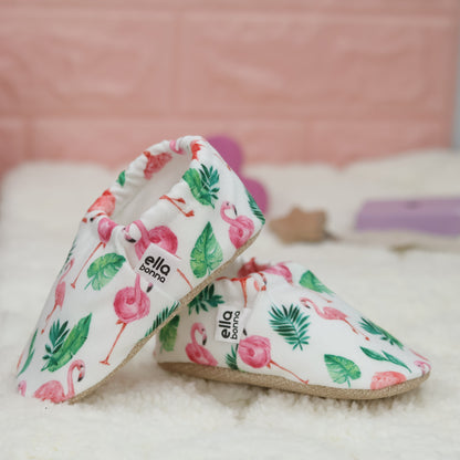 Ella Bonna Non-Slip Sole Flamingo Patterned Baby Booties, Home Boot Slippers Nursery Shoes