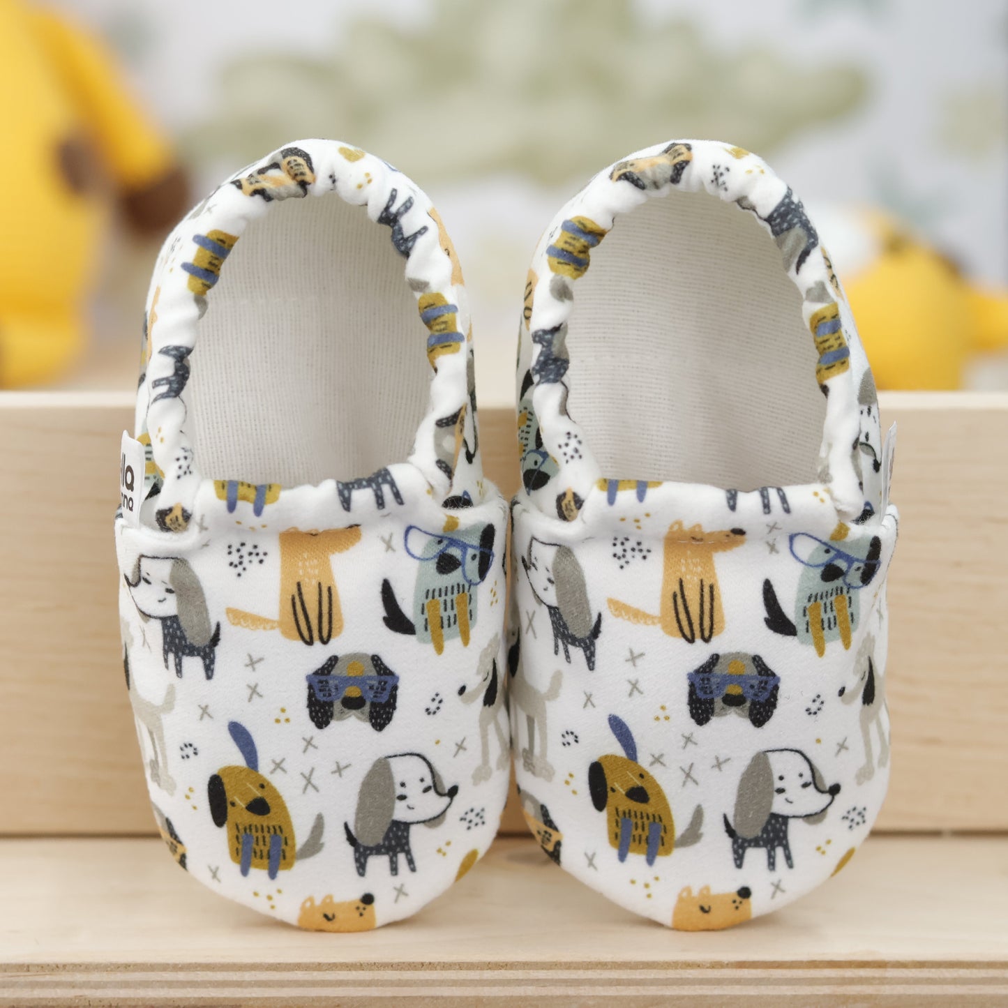Ella Bonna Non-Slip Sole Dogs Patterned Baby Booties, Home Boot Slippers Nursery Shoes