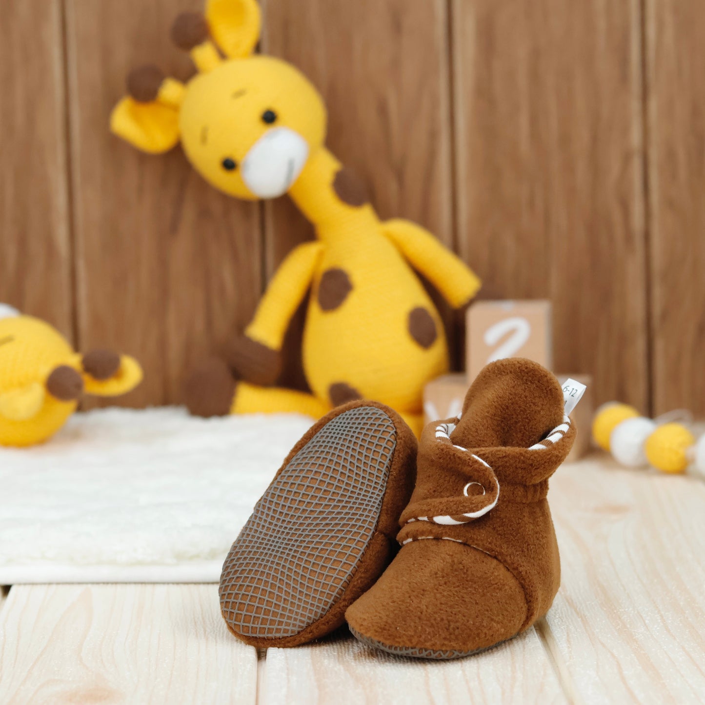 Anti-Slip Sole, Fleece Baby Booties, Newborn Home Booties, Sweat Proof Organic Cotton Lining, Taba