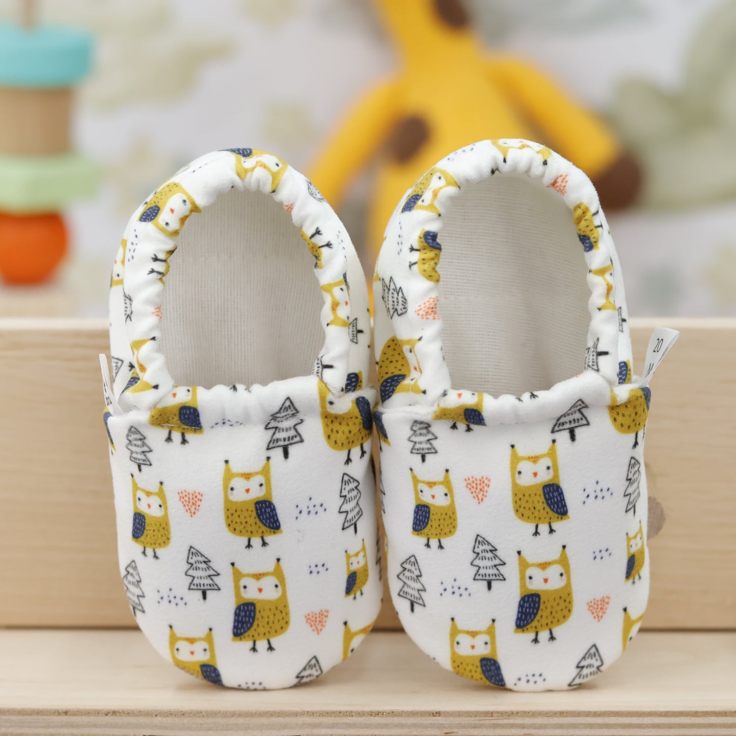 Ella Bonna Non-Slip Sole Bird Patterned Baby Booties, Home Boot Slippers Nursery Shoes