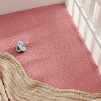 Muslin Cotton Bassinet Sheets, 2 Pack in Dusty Rose and Blush