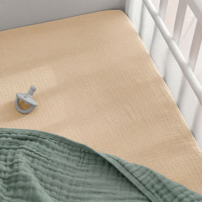 Muslin Cotton Bassinet Sheets, 2 Pack in Cedar and Cream