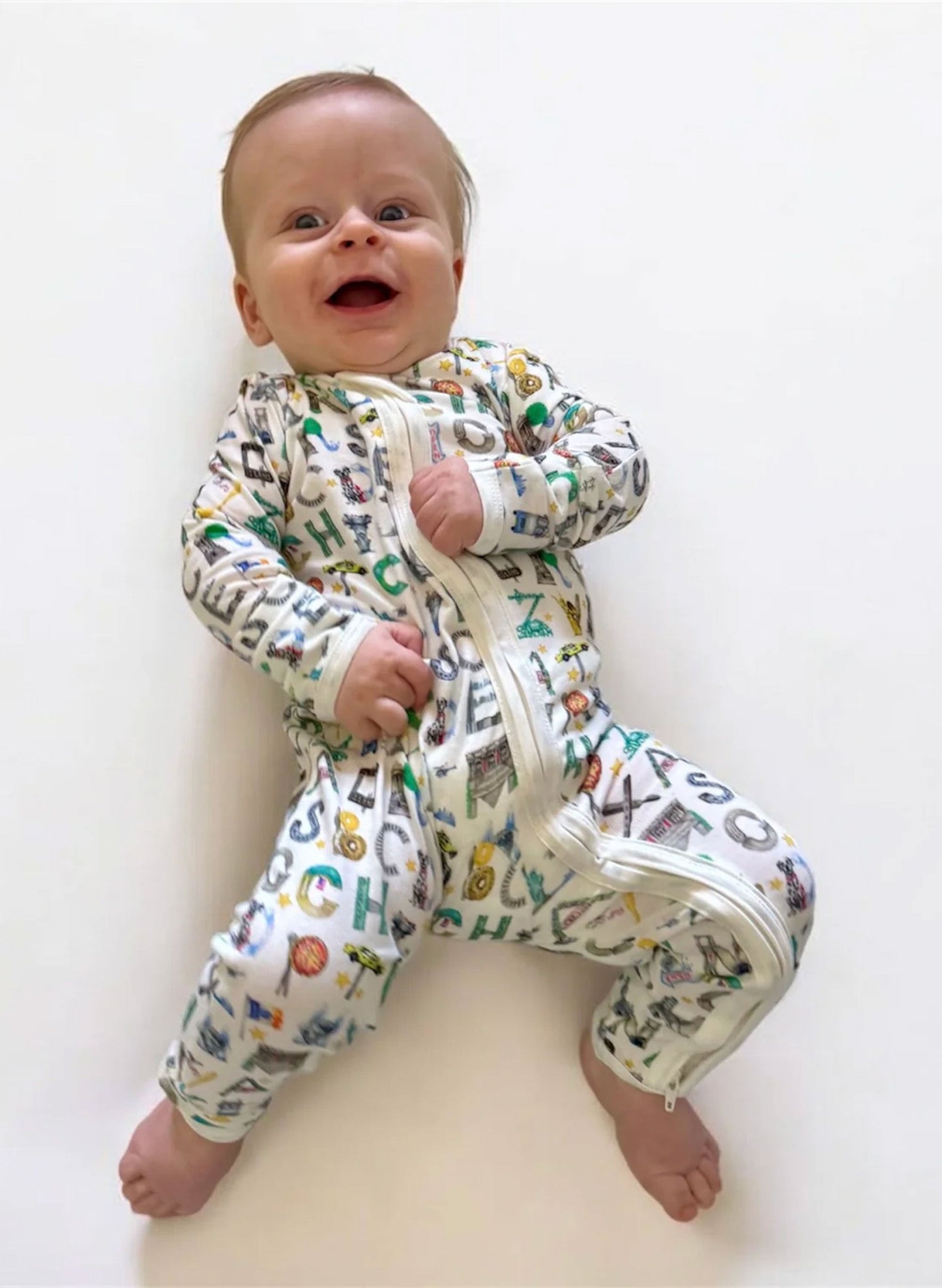 Baby Zippered One-Piece - NYC Alphabet