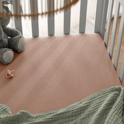 Muslin Fitted Crib Sheets, 2 Pack in Dusty Rose and Blush