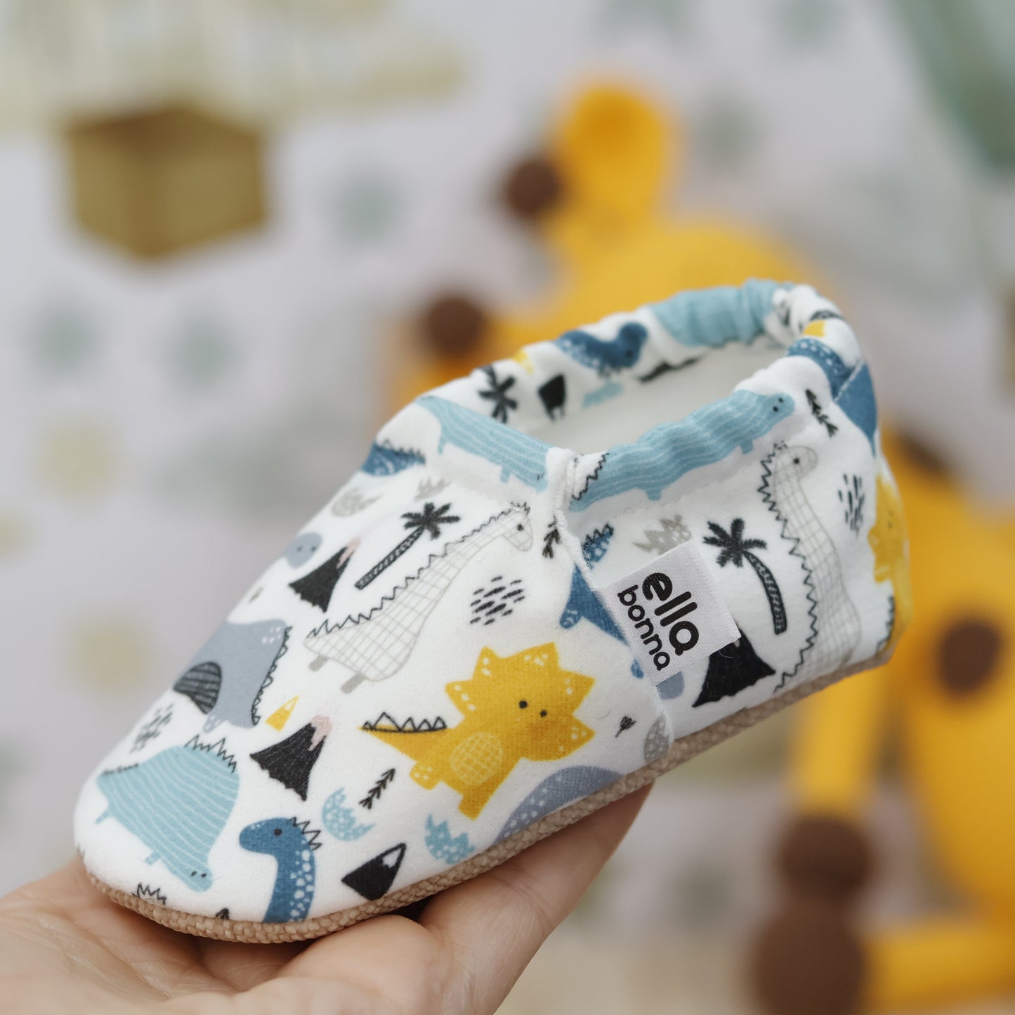 Ella Bonna Non-Slip Sole Dinosaur Patterned Baby Booties, Home Boot Slippers Nursery Shoes
