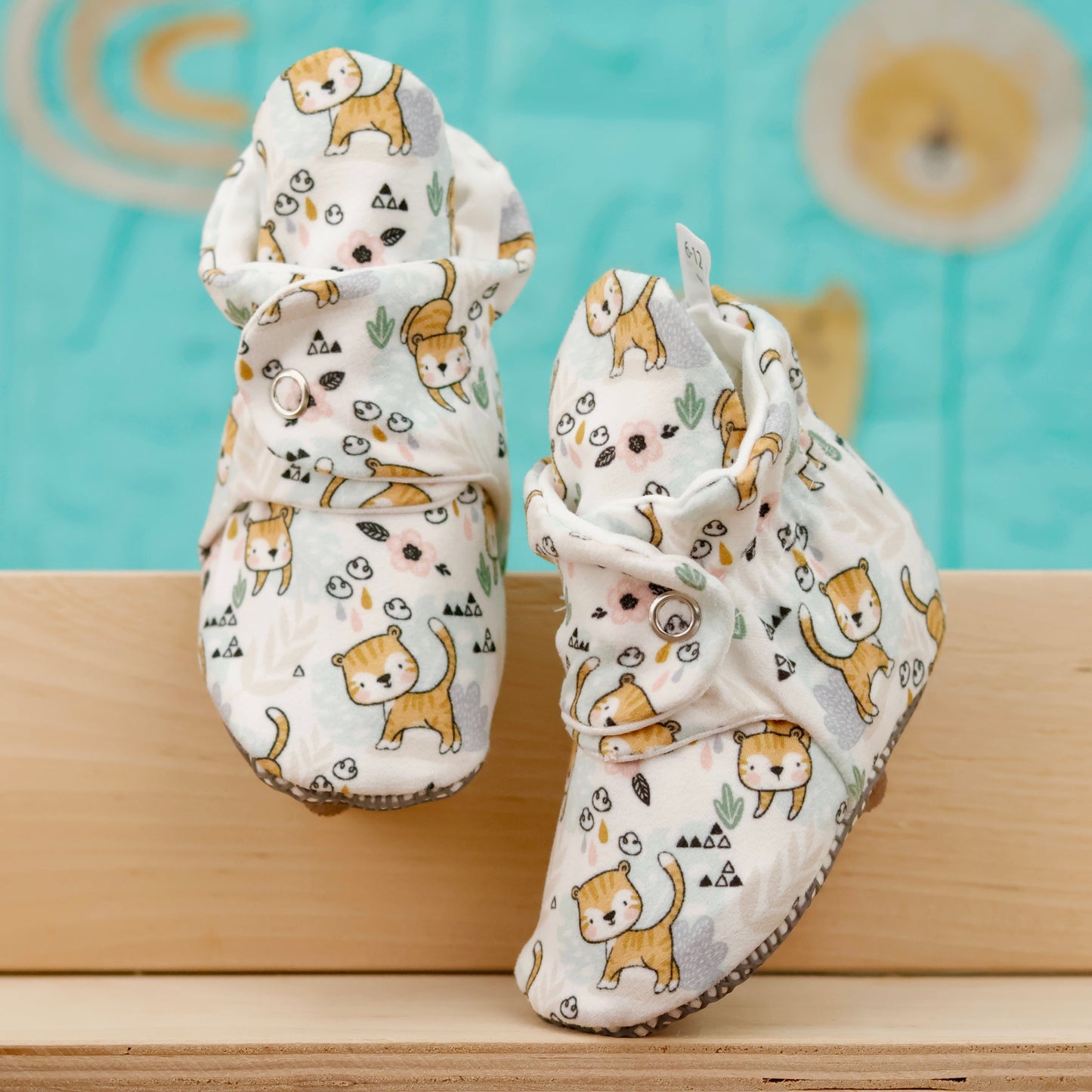 Organic Cotton Baby Booties, Non-Slip Sole, Cotton Newborn Booties Home Nursery Shoes, Cats
