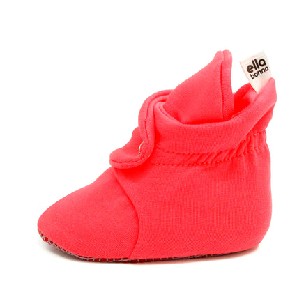Organic Cotton Baby Booties, Non-Slip Sole, Cotton Newborn Booties Home Nursery Shoes, Vermilon