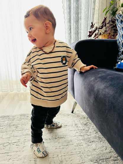 Ella Bonna Non-Slip Sole Cute Ghost Patterned Baby Booties, Home Boot Slippers Nursery Shoes