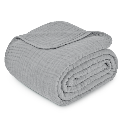 Adult Muslin Blanket in Heather Blue