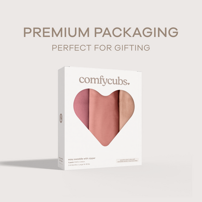 Easy Swaddle Blankets with Zipper in Light Blush, Blush, Mauve