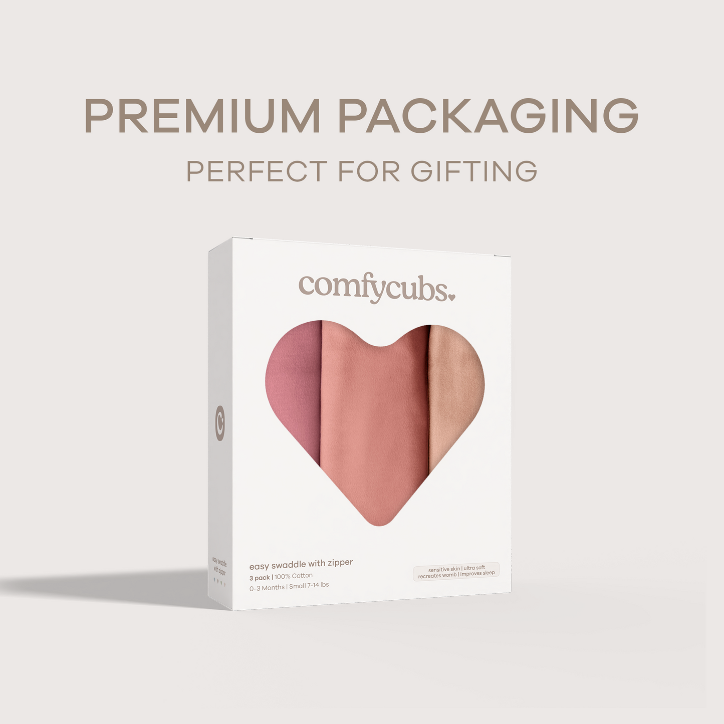 Easy Swaddle Blankets with Zipper in Light Blush, Blush, Mauve