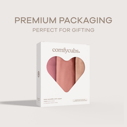 Easy Swaddle Blankets with Zipper in Light Blush, Blush, Mauve