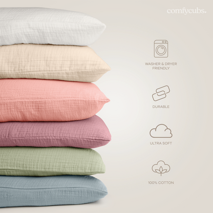 Toddler Pillows with Soft Muslin Pillow Case in Blush