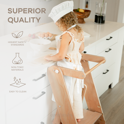 Kids Step Stool for Ages 3+ in Natural Wood