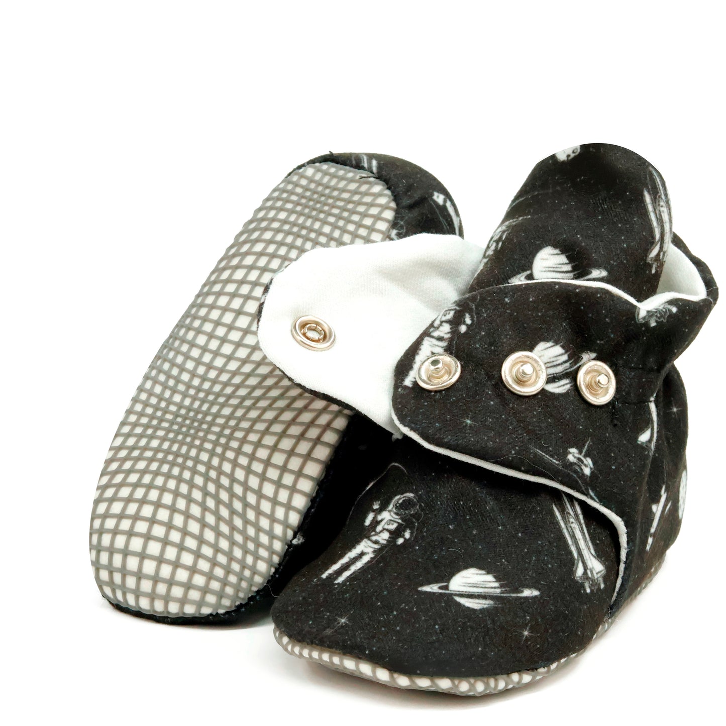 Organic Cotton Baby Booties, Non-Slip Sole, Cotton Newborn Booties Home Nursery Shoes, Dark Space