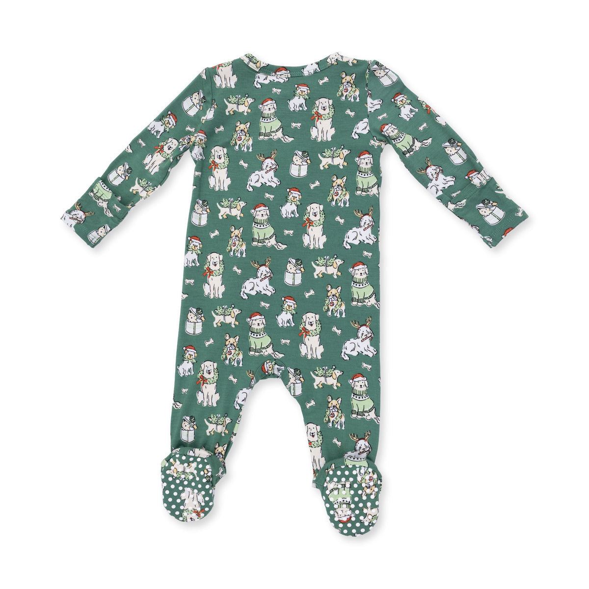 Christmas Dogs Uni - Bamboo - 2 Way Zipper Footie