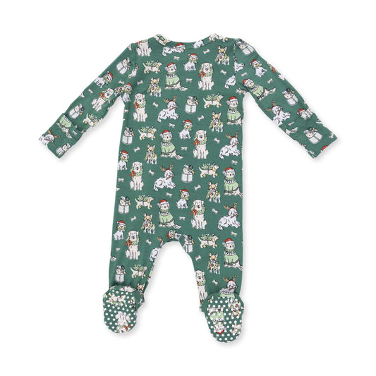 Christmas Dogs Uni - Bamboo - 2 Way Zipper Footie
