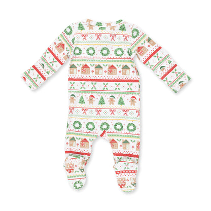Gingerbread Fair Isle Uni - Bamboo - 2 Way Zipper Footie