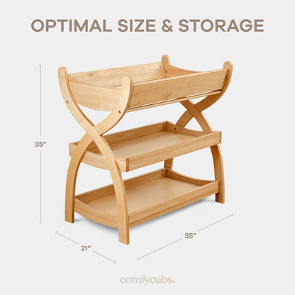 Baby Changing Table by Comfy Cubs - Natural Wood