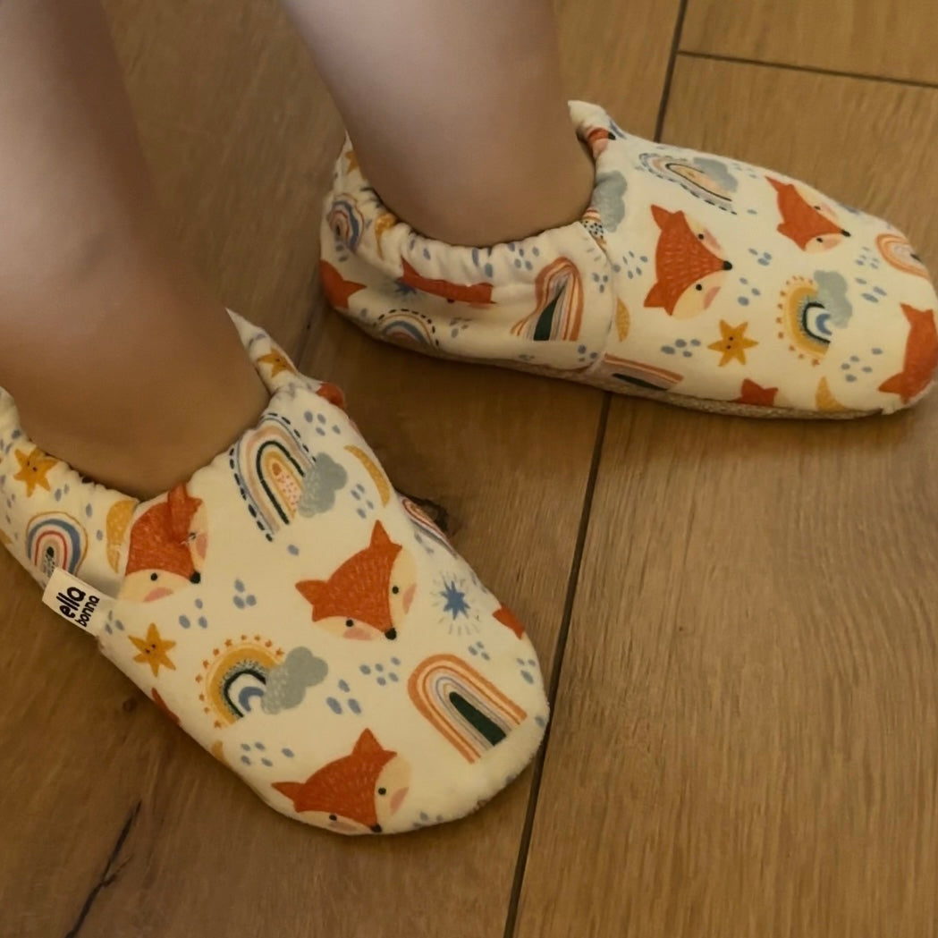 Ella Bonna Non-Slip Sole Fox Patterned Baby Booties, Home Boot Slippers Nursery Shoes