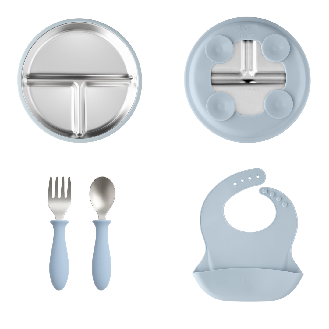 Stainless Steel Toddler Feeding Set 12+ Months- Baby Blue