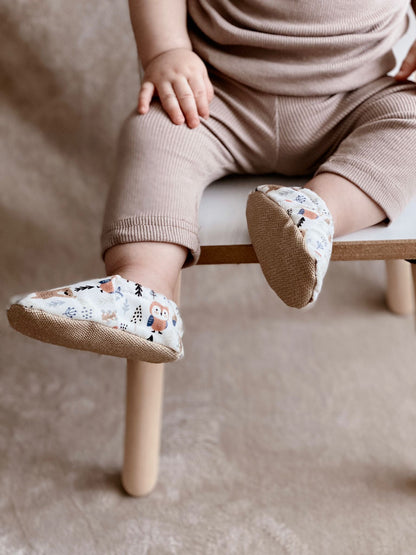 Ella Bonna Non-Slip Sole Forest Animals Patterned Baby Booties, Home Boot Slippers Nursery Shoes
