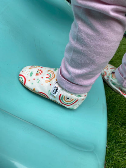 Ella Bonna Non-Slip Sole Rainbow Baby Booties, Home Boot Slippers Nursery Shoes
