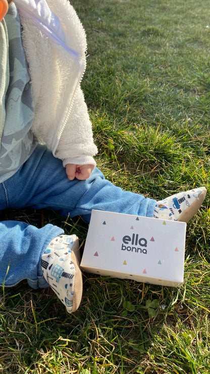 Ella Bonna Non-Slip Sole City Patterned Baby Booties, Home Boot Slippers Nursery Shoes