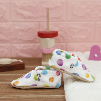 Ella Bonna Non-Slip Sole Color Dots Baby Booties, Home Boot Slippers Nursery Shoes