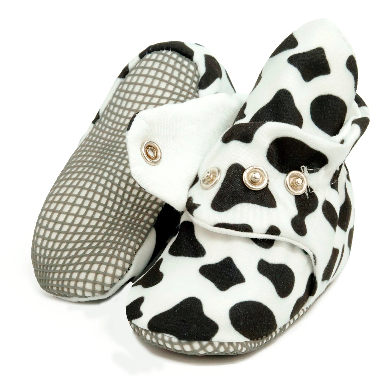 Organic Cotton Baby Booties, Non-Slip Sole, Cotton Newborn Booties Home Nursery Shoes, Cow Pattern