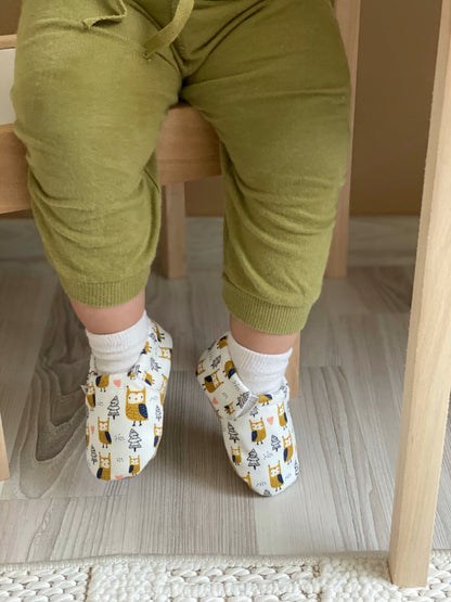 Ella Bonna Non-Slip Sole Bird Patterned Baby Booties, Home Boot Slippers Nursery Shoes