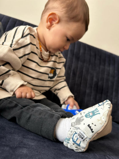 Ella Bonna Non-Slip Sole Cute Ghost Patterned Baby Booties, Home Boot Slippers Nursery Shoes