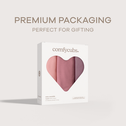 Easy Swaddle Blankets in Blush, Mauve, Mulberry, Pack of 3