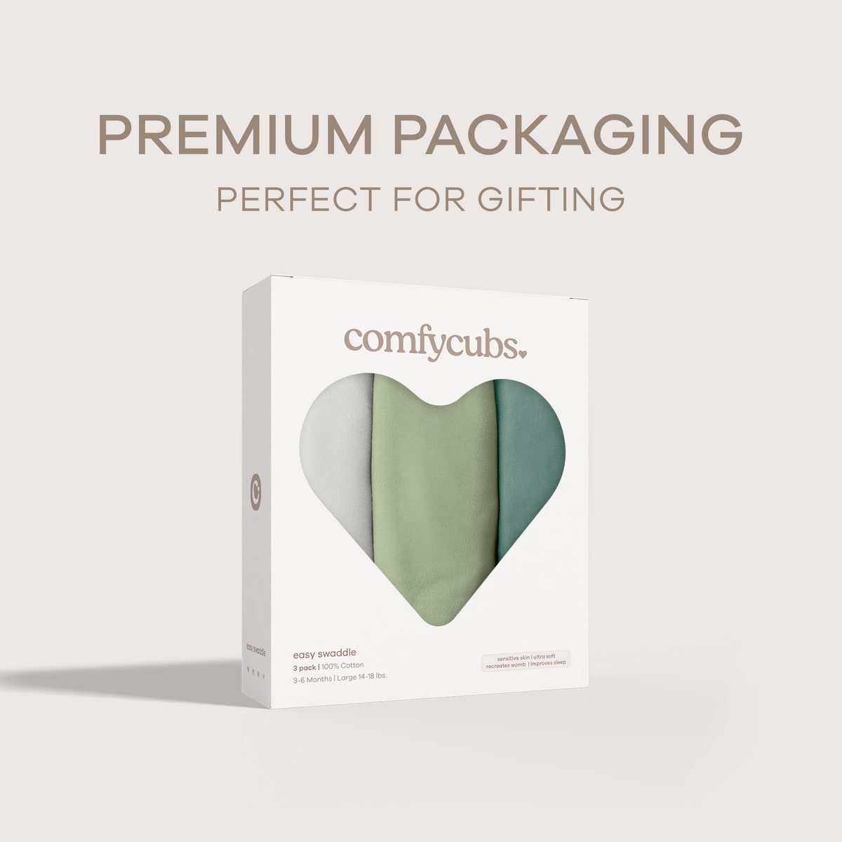 Easy Swaddle Blankets in Stone, Sage, Azul, Pack of 3