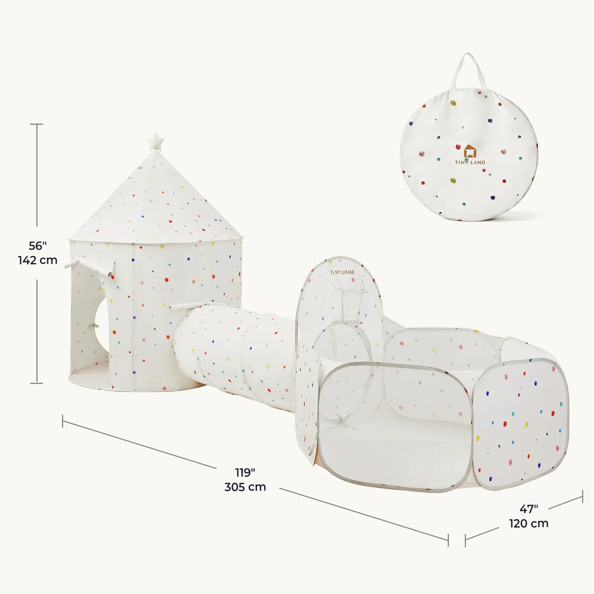 Tiny Land® Compact Adventure 3-in-1 Play Tunnel With no Balls