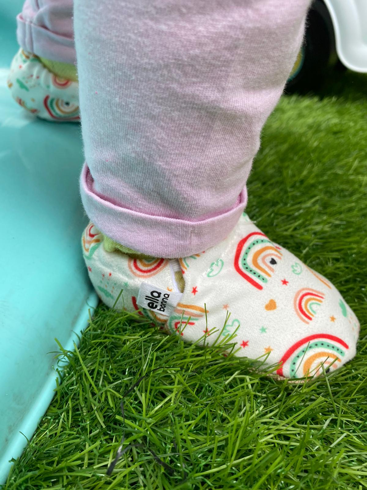 Ella Bonna Non-Slip Sole Rainbow Baby Booties, Home Boot Slippers Nursery Shoes