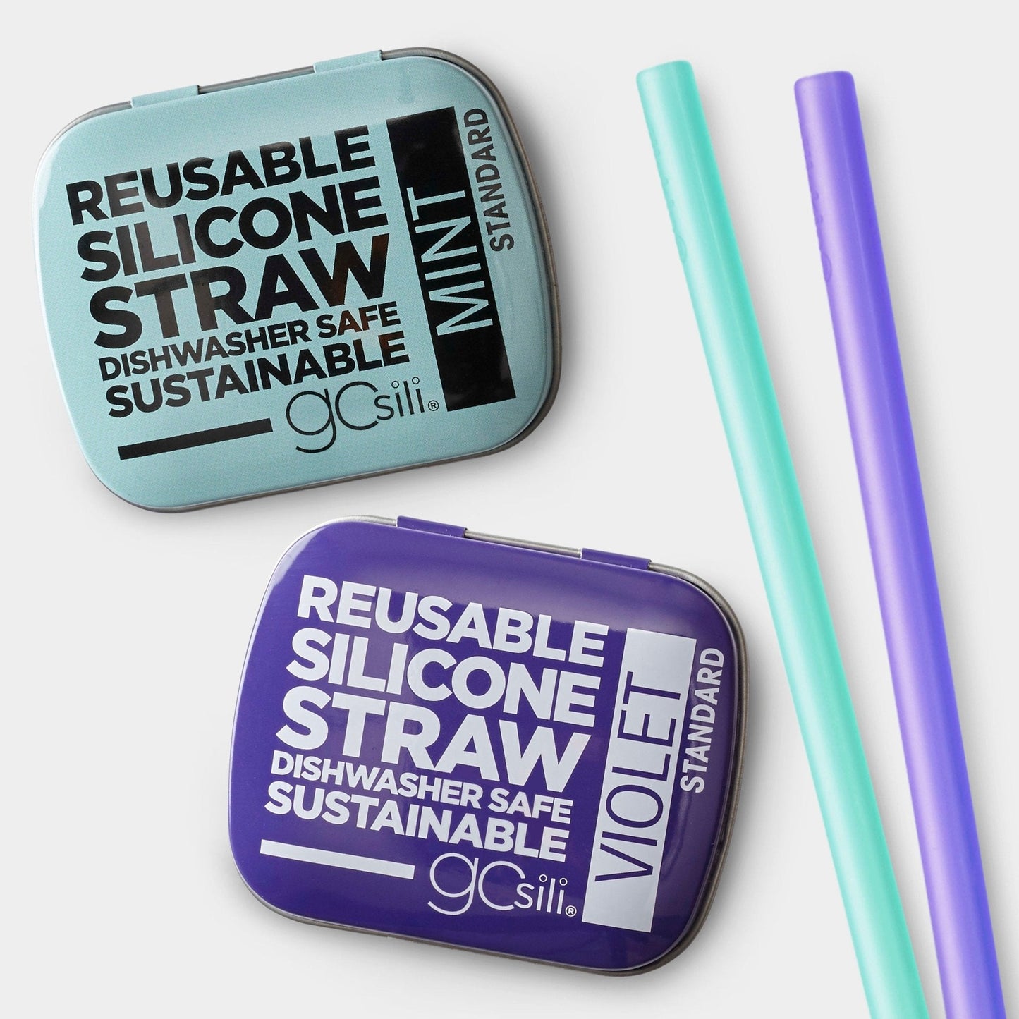 8" Reusable Silicone Straw & Travel Case, 2pk