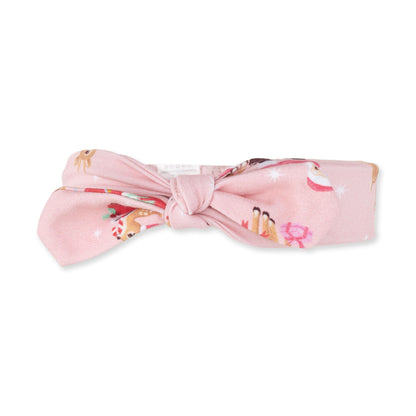 Vintage Reindeer & Santa Pink - Bamboo - Knot Headband