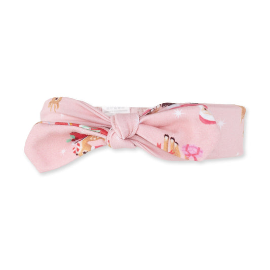 Vintage Reindeer & Santa Pink - Bamboo - Knot Headband