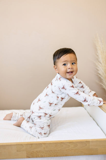 Reindeer Games Ribbed Bamboo Zippy Pajamas *NB & 0-3m left