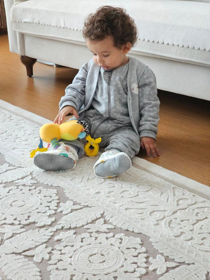 Organic Cotton Baby Booties, Non-Slip Sole, Cotton Newborn Booties Home Nursery Shoes, Elephant