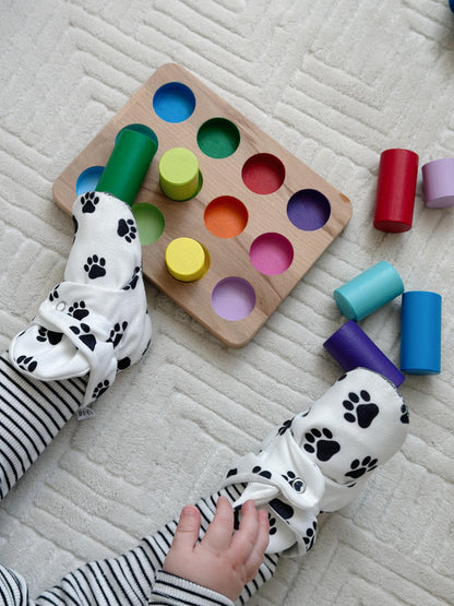 Organic Cotton Baby Booties, Non-Slip Sole, Cotton Newborn Booties Home Nursery Shoes, Dog Paw